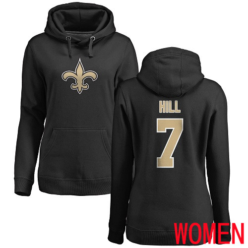 New Orleans Saints Black Women Taysom Hill Name and Number Logo NFL Football #7 Pullover Hoodie Sweatshirts
